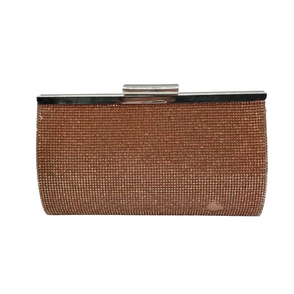 Nina Rose Gold Crystal Frame Clutch - Picture 1 of 12